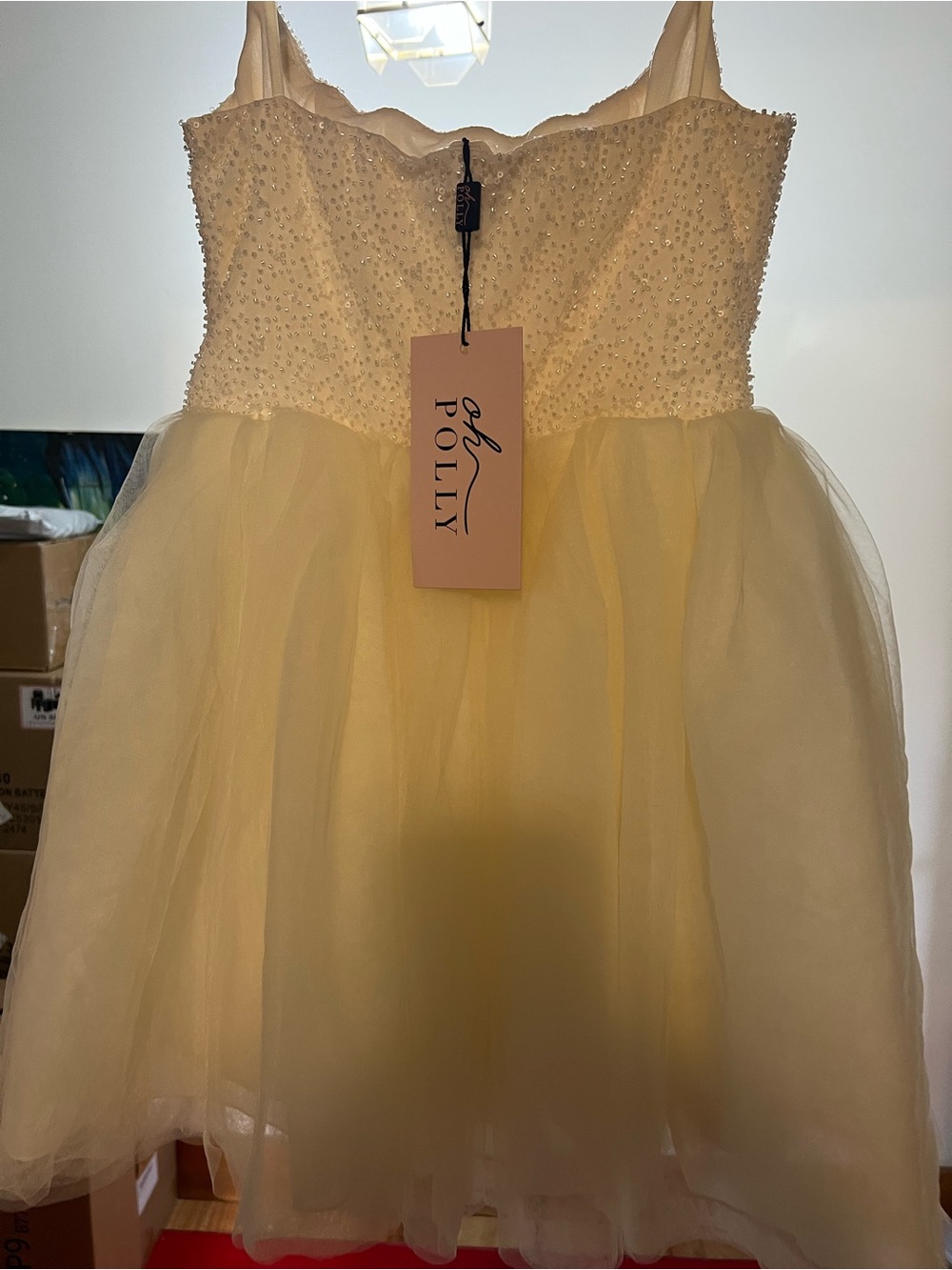 Oh Polly Ivory Beaded Mini Dress - Picture 3 of 9